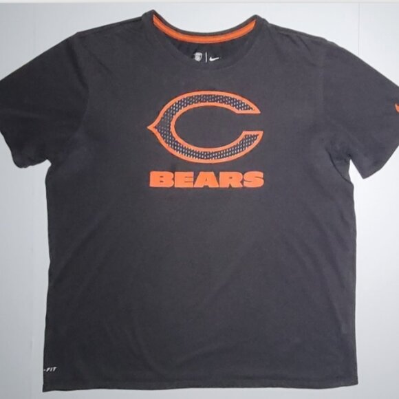Nike NFL Chicago Bears Athletic Cut Mens Gray Orange Short Sleeve Shirt Size XL - Picture 1 of 13